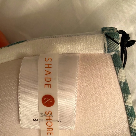 Brand New!  Shade & Shore, 34A,  seersucker, sage, halter bikini top. - Picture 6 of 8